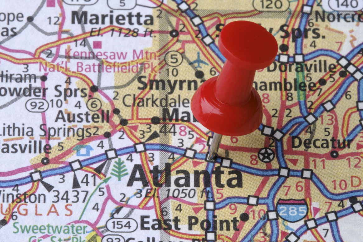 Atlanta, Georgia on a Map